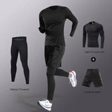 3-7Pcs Men's Ice Fiber Quick-Dry Running Fitness Full Set/Suit Tracksuit For Marathon, Training Cycling，Jogging,Gym， sweatpants 5