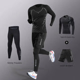 3-7Pcs Men's Ice Fiber Quick-Dry Running Fitness Full Set/Suit Tracksuit For Marathon, Training Cycling，Jogging,Gym， sweatpants 3