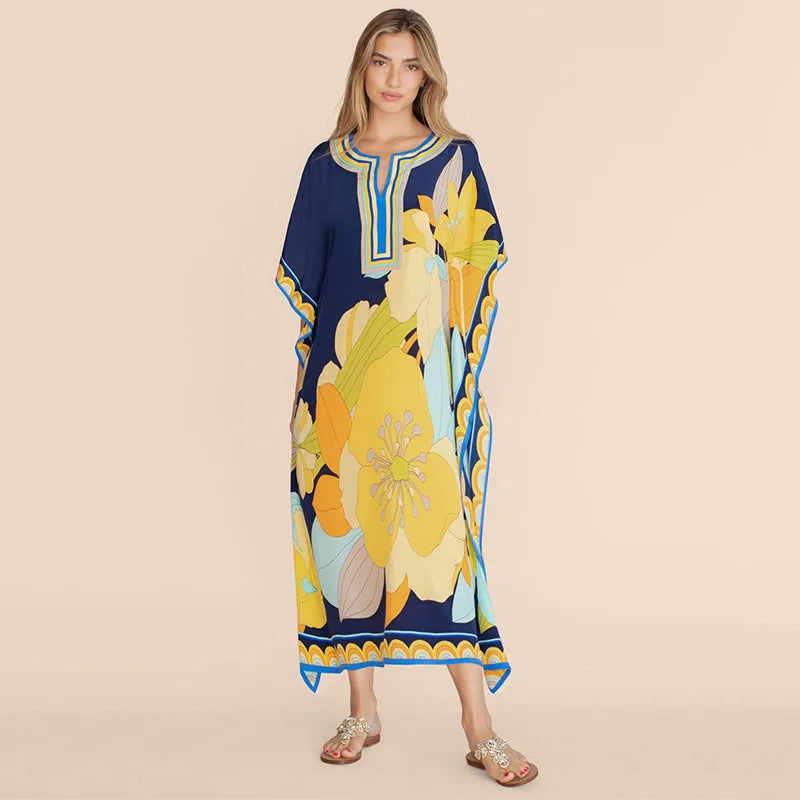 Women's Kaftan Dress | Plus Size Beach Cover Up | Summer Kimono Robe