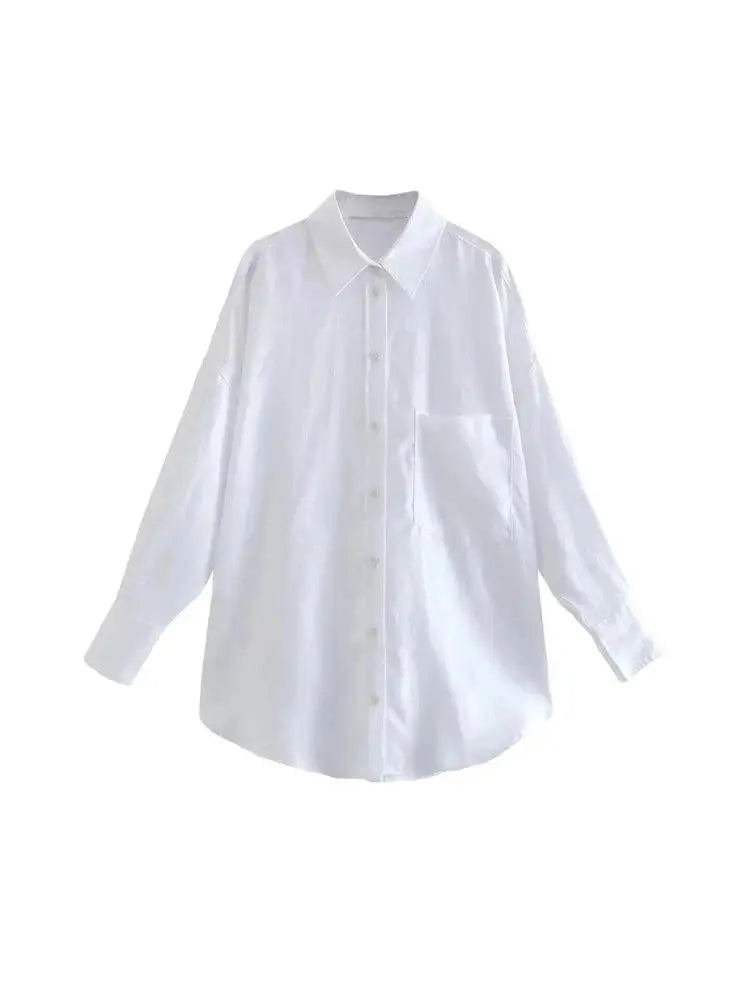 Women Fashion With Pocket Oversized Shirts Vintage Long Sleeve Button-up Female Blouses Blusas Chic Tops 6
