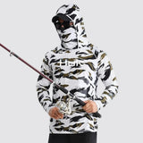 Men's Fishing hooded sweatshirt Fishing UV protection hoodie Camiseta De Pesca clothing hooded top grey white 3