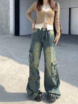 Autumn-Winter-New-Ladies-Cargo-Jeans-American-Street-Style-Baggy-Cargo-Pants-Women-Blue-Multi-pocket