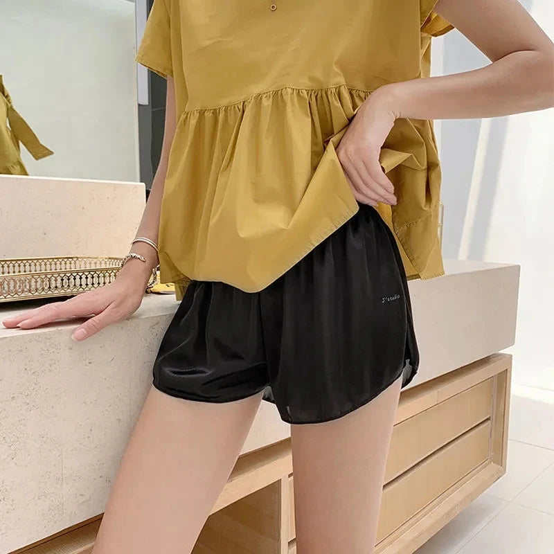 Comfortable Loose Short Pants Women Soft Ice Silk Streetwear Student Girl's shorts Female Sexy Beach Jogger Shorts Summer 4