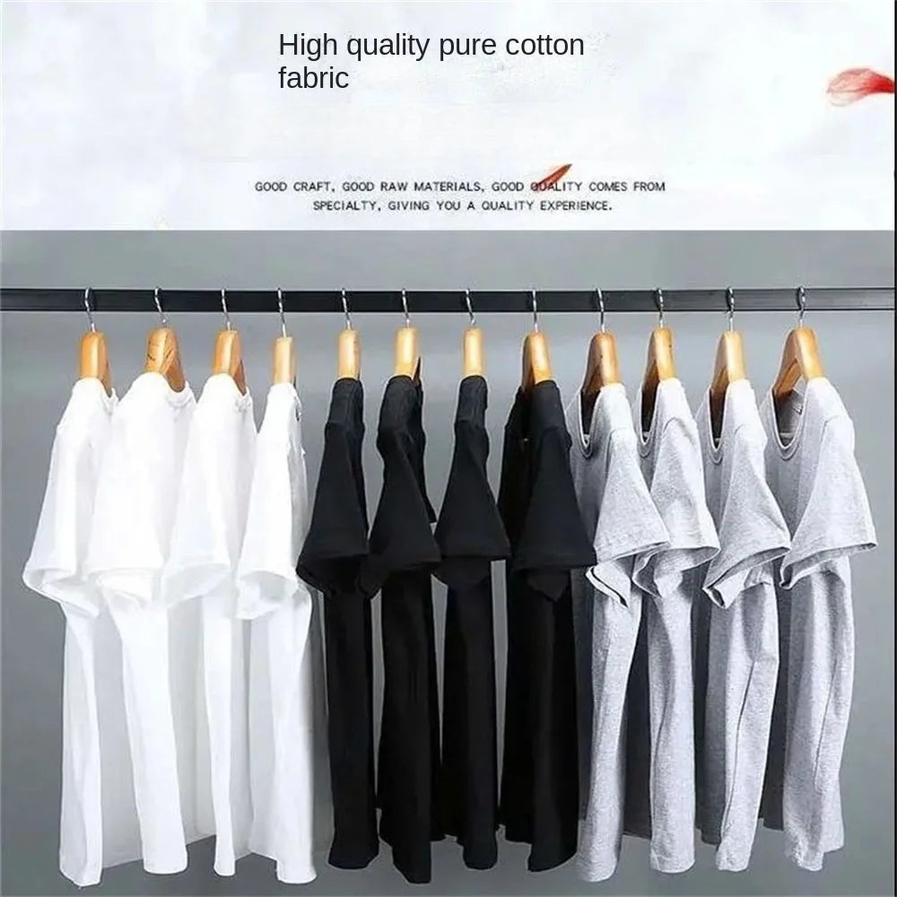 Men T Shirt Summer Cotton Tops Women Solid Color Blank Tshirts O-neck Round Collar Short-Sleeve Couple White Top Tees 4