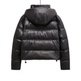 Zach Ailsa women's simple faux leather hooded warm thick cotton clothing autumn and winter new long sleeved jacket jacket 2