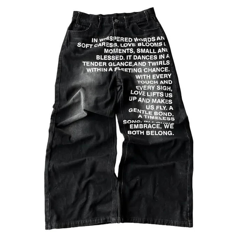 Y2K Vintage Letter Pattern Wide-Leg Jeans