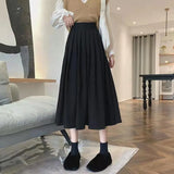 Lucyever Vintage Brown High Waist Pleated Skirt Women Korean Fashion College Style Long Skirt Ladies Autumn Casual A line Skirts 8