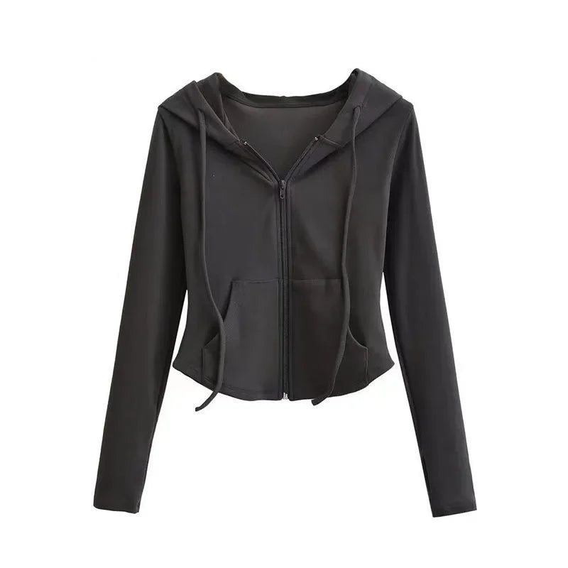 Women’s Slim-Fit Cropped Zip-Up Hoodie
