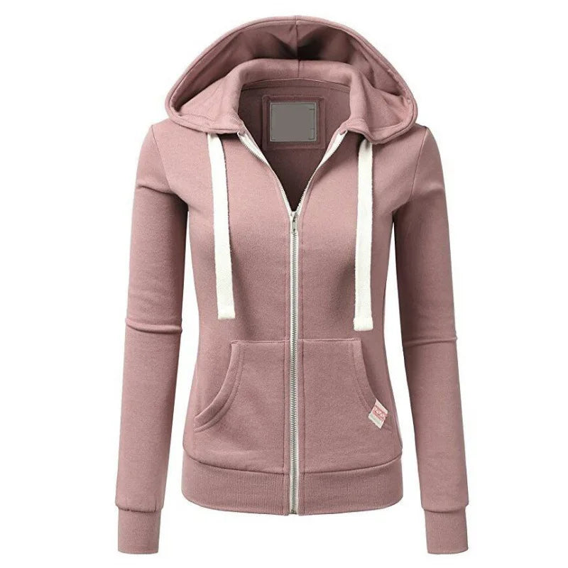 2024 Autumn/Winter New Women's Personalized Fashion Sports Hoodie Long Sleeve Drawstring Pocket Zipper Coat Woolen Sweater Top 5