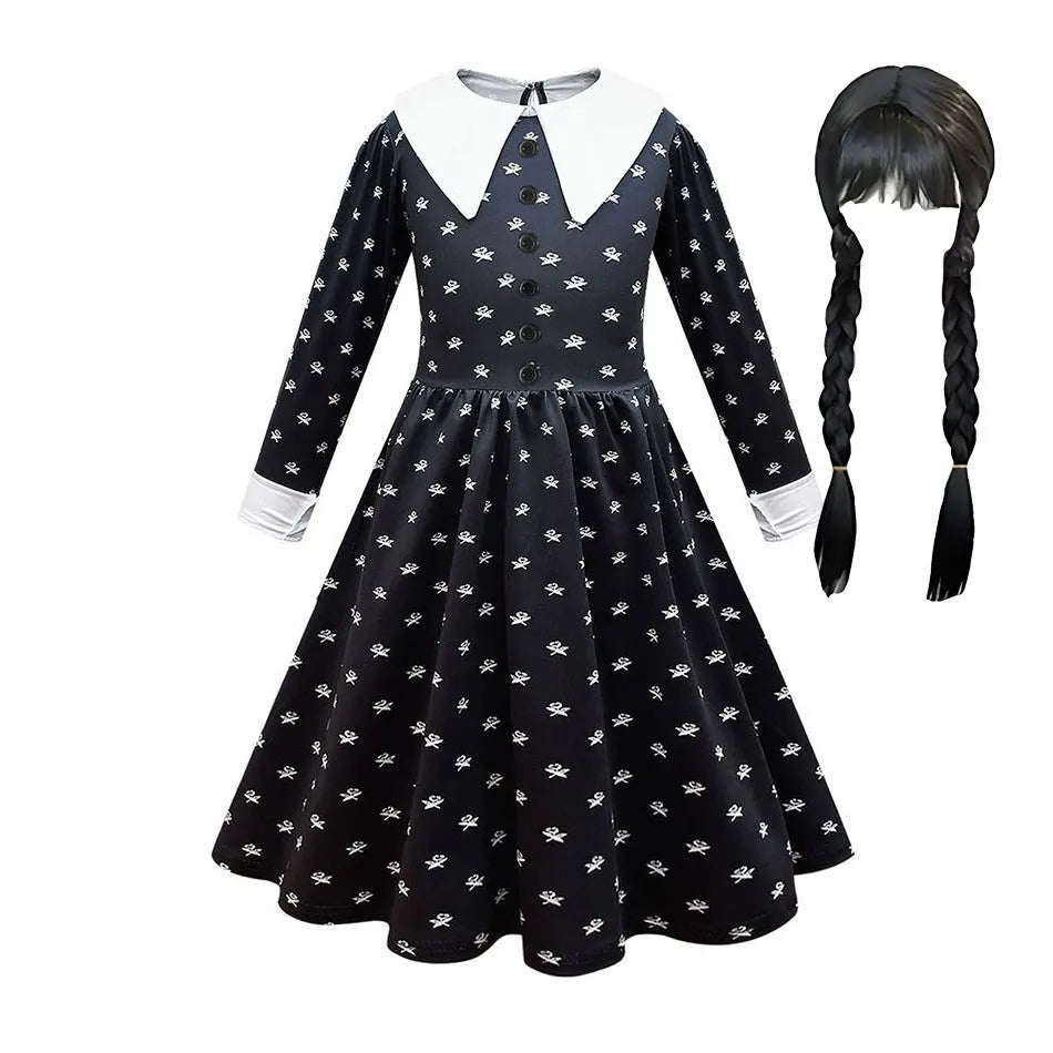 Kids' Wednesday Inspired Ruffle Dress