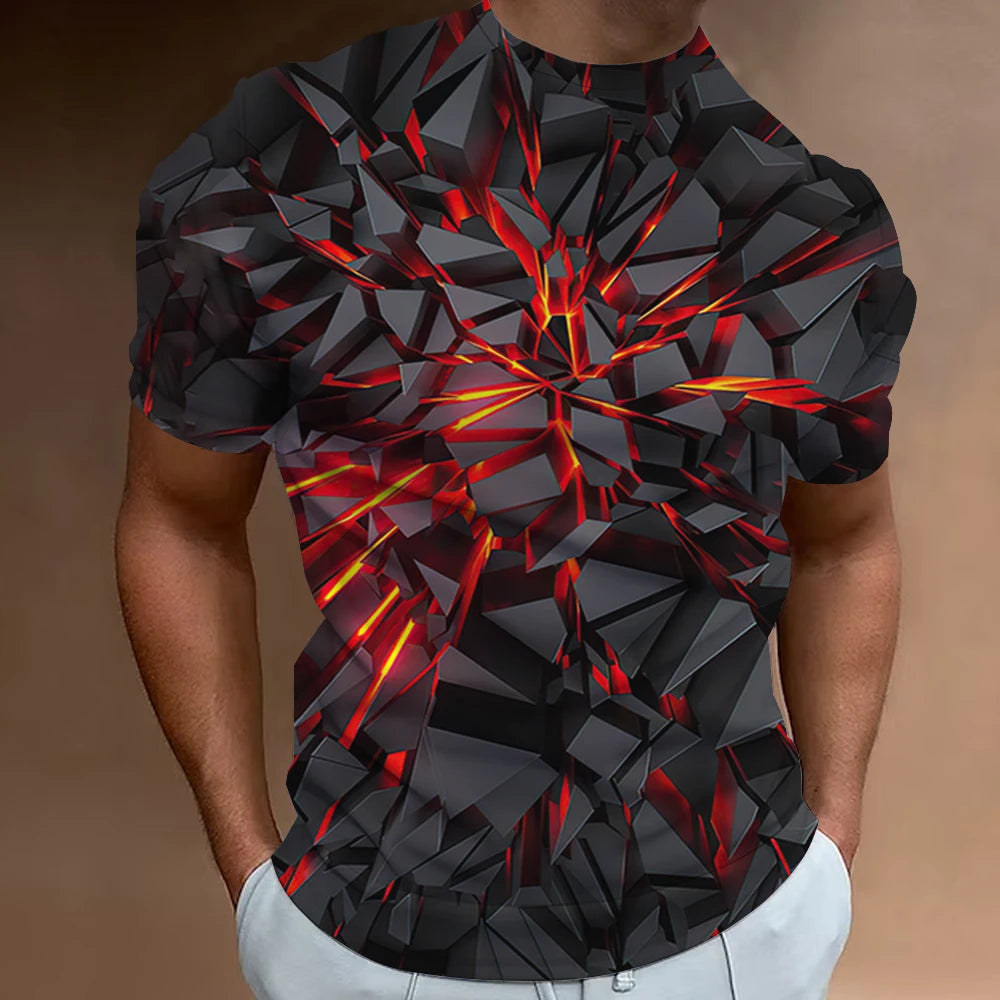 Fashion T-Shirts For Men 3d Line Printed Men'S Clothing Street Designer Short Sleeved Oversized Top Tees Daily Casual Sportswear 2