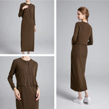 woman clothes zipper cardigan Maxi Length long dress nature fiber brand ribbing fabric clothing 5