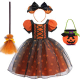 Girls' Halloween Pumpkin Witch Princess Dress