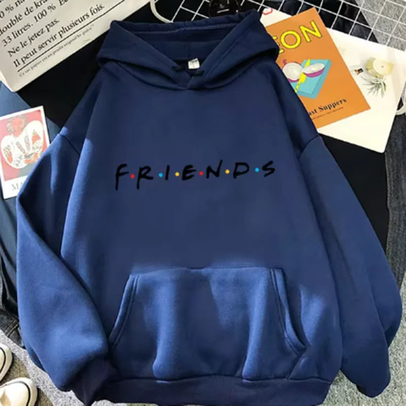 Women Friends Print Hoodie Long Sleeve Pullover Fashion Clothing Casual Solid Color Female Spring Autumn Fashion Streetwear 3