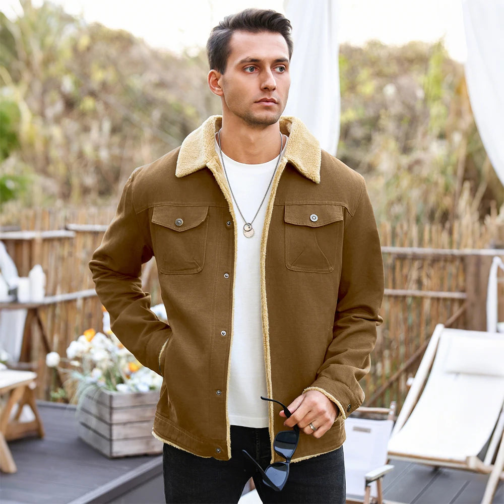 Men's Jackets Winter Warm Waterproof Fleece Lined High Quality Multi-color Coat Comfortable Casual Outerwear US Size 2