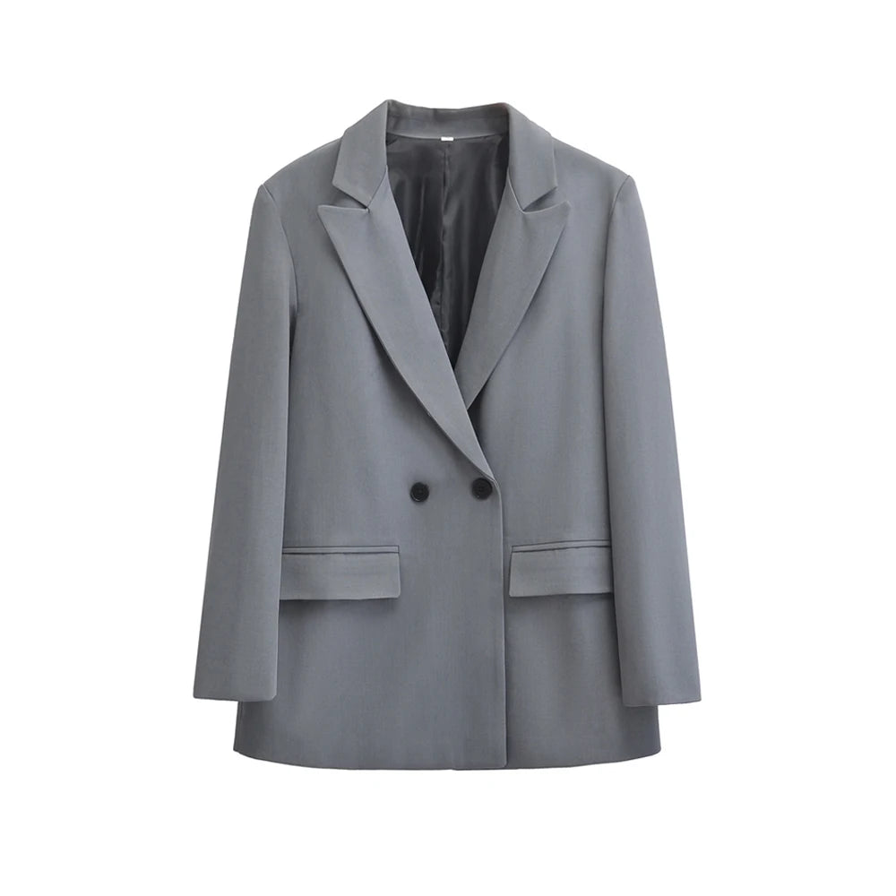 Tailored Double-Breasted Office Blazer