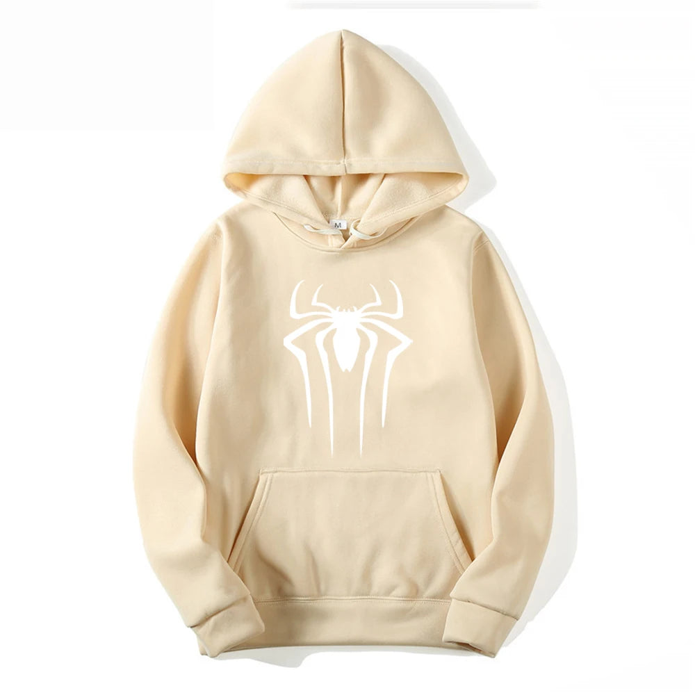 Fashion brand Men's Hoodie Casual Hoodie Sweatshirt Men's/Women's top Solid color printed spider hoodie sweatshirt