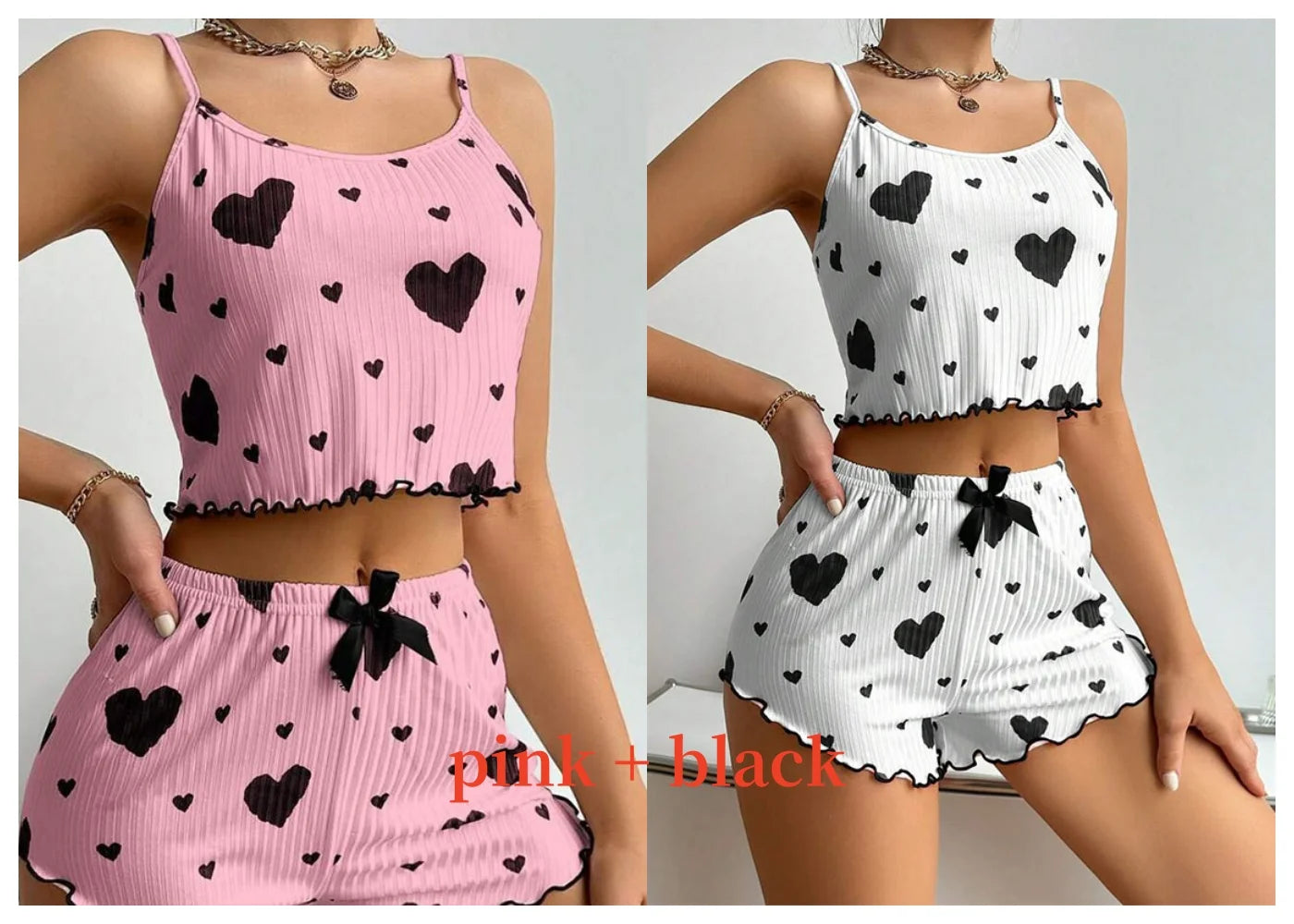 Women’s Heart-Print Pajama Set