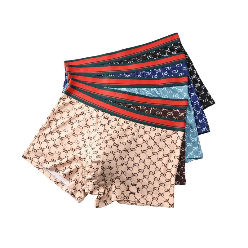 5Pcs/Lot Printed Men Boxer Underwear Shorts Comfortable Men's Panties Male Breathable Briefs U Convex Underpants Plus Size 5