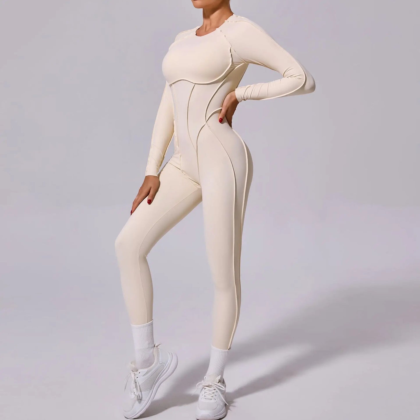 New Autumn/Winter Women's One-piece Yoga Jumpsuit Long-sleeved Sexy Backless Slim Fit Sports Outfit 5
