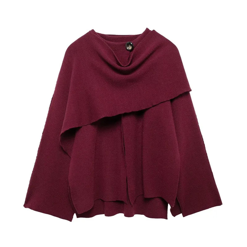 Scarf-Accent Woolen Overcoat