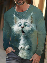 Funny 3D Animal Print Mens Top Fashion Cotton Long Sleeve T-shirt Men