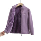 2026 Women's Wool Liner Coat Winter Loose-Fit Full Sleeve Polar Fleece Zipper Letter print Thickened Coat Cardigan Sporty jacket