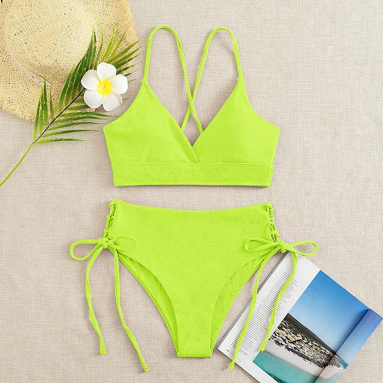 Gemini said Women’s V-Neck Lace-Up Bikini Set