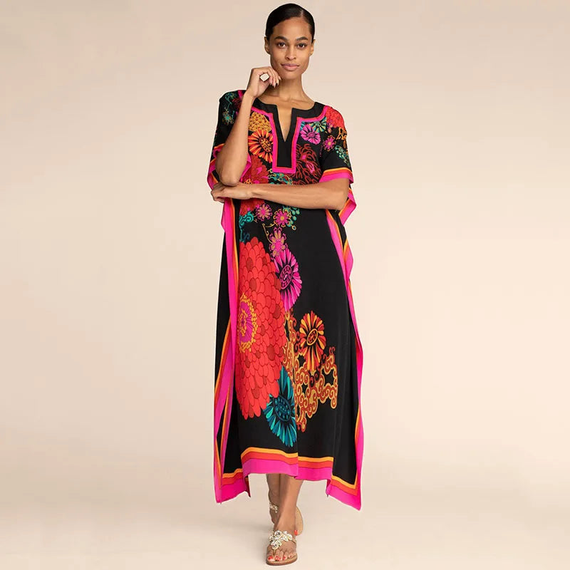 Women's Kaftan Dress | Plus Size Beach Cover Up | Summer Kimono Robe