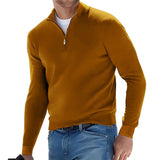 Autumn-Men-s-Sweatwear-Warm-Pullover-Solid-Color-Half-Zipper-Casual-Sweater-Slim-V-neck-Long