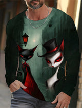 Funny 3D Animal Print Mens Top Fashion Cotton Long Sleeve T-shirt Men