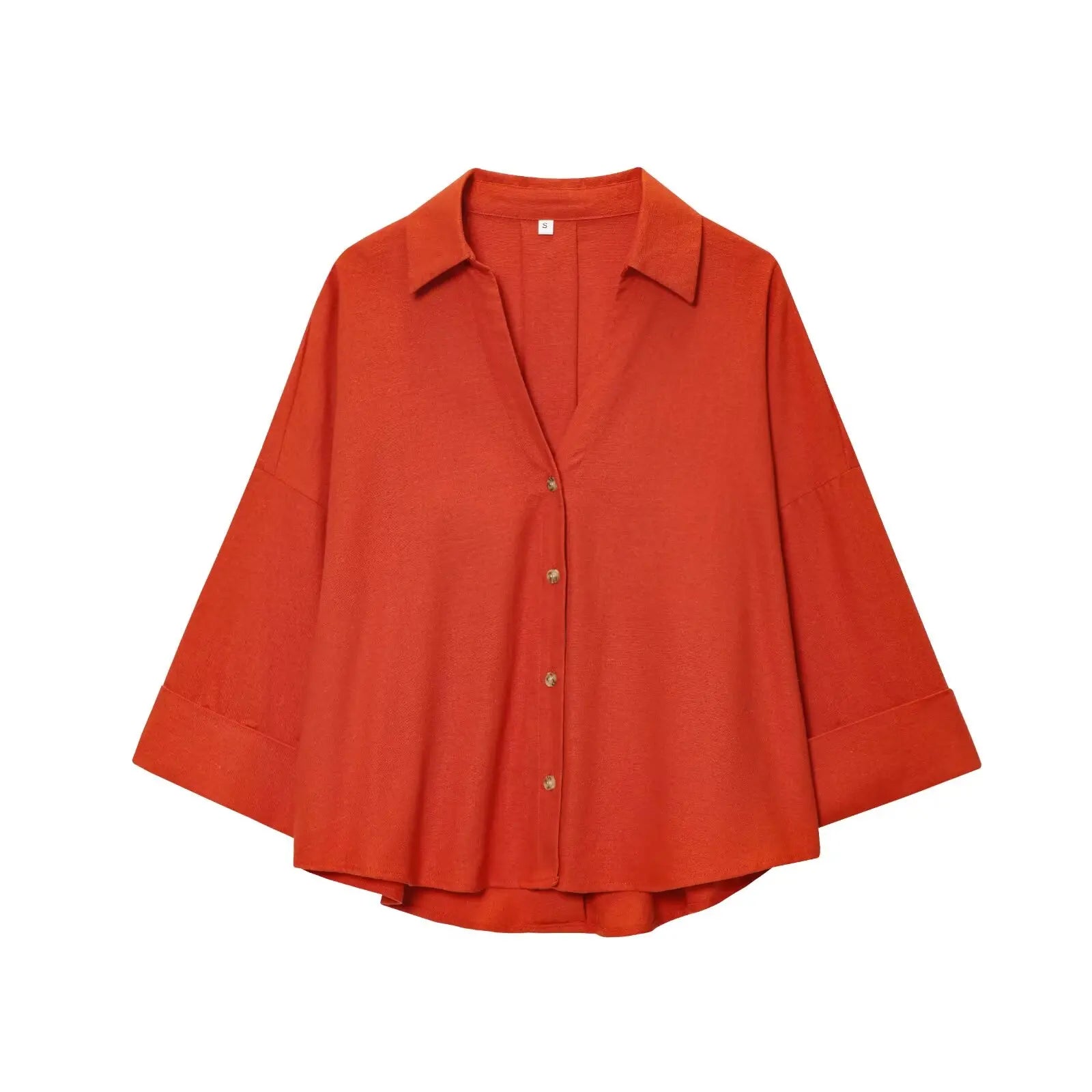 Women’s Asymmetric Linen Wide-Sleeve Shirt