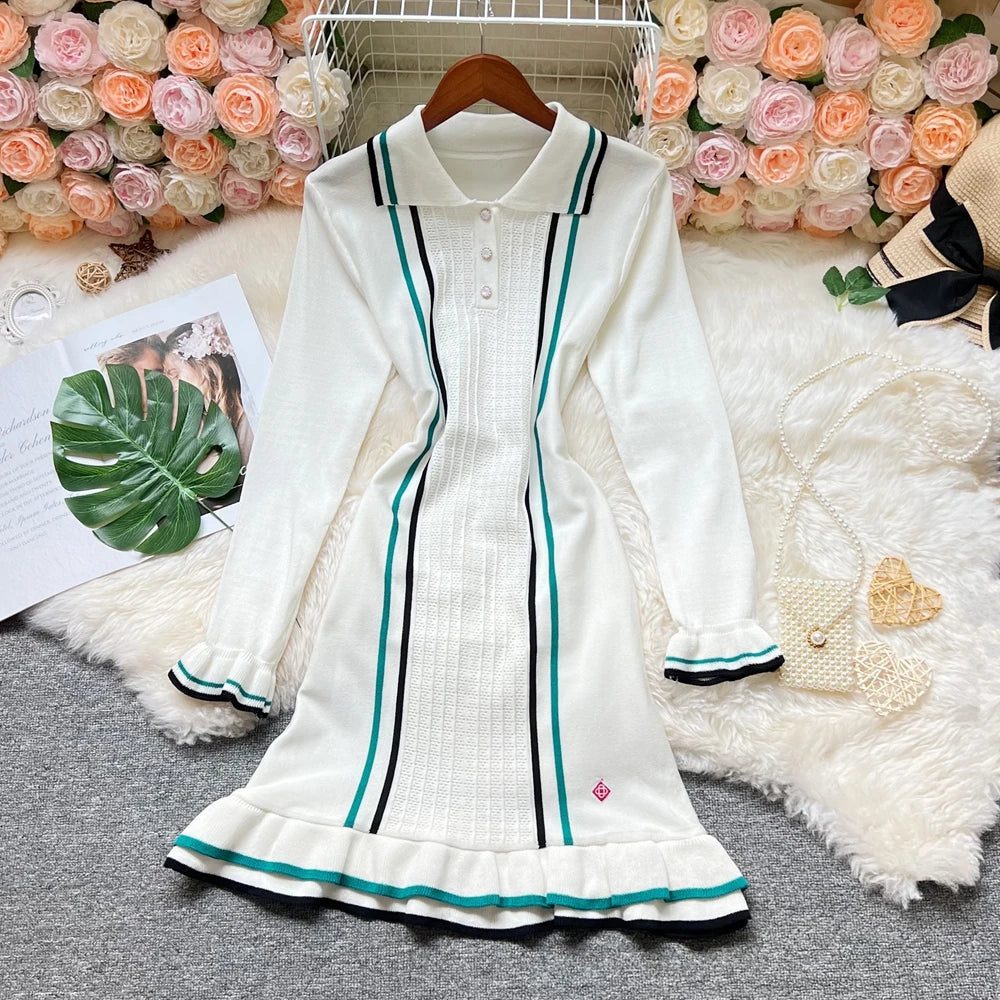 YuooMuoo Brand Fashion Women Knitted Mini Dress Ins Hot Sexy Package Hips Ruffled Party Dress Streetwear Lady Outfits Vestidos 3