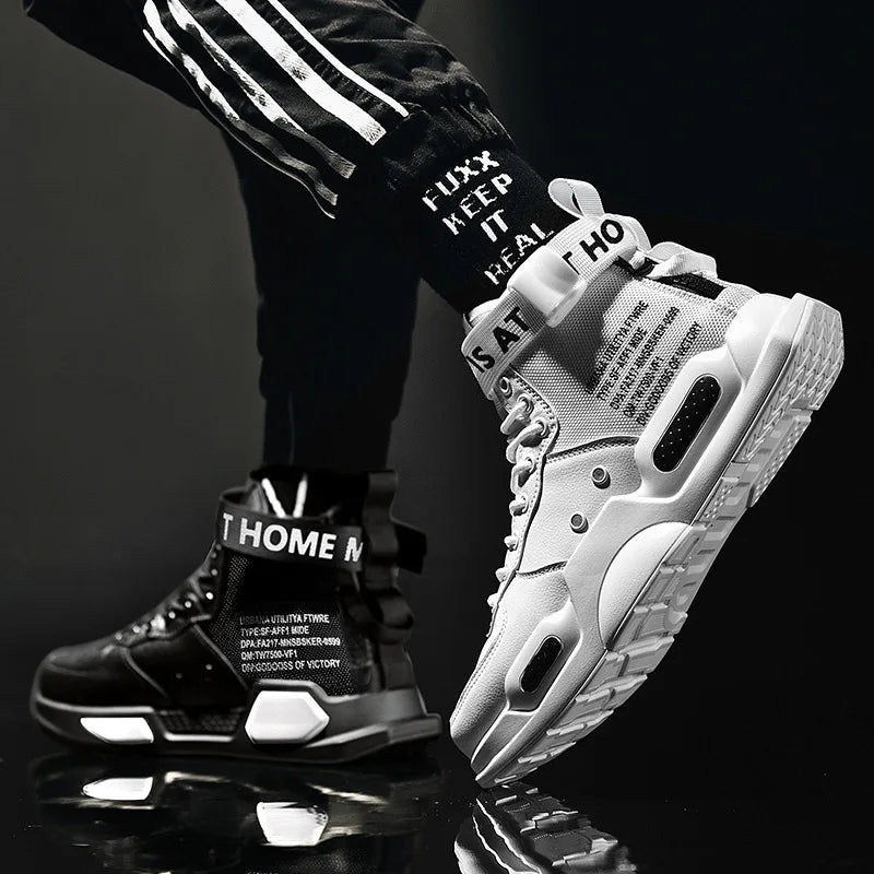 Men's High Top Fashion Leather Sneakers | Trendy & Comfortable Casual Shoes