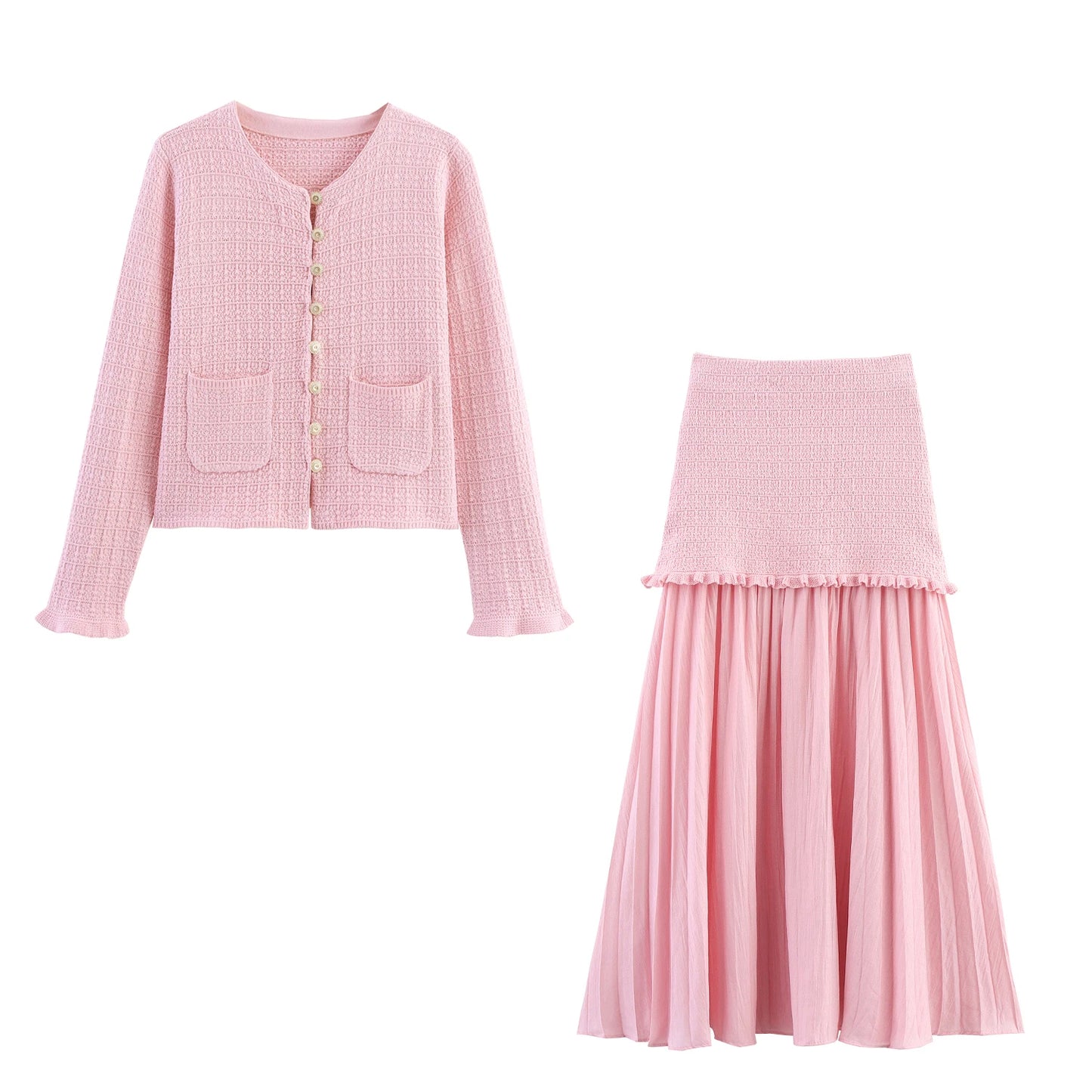 Women’s Knit Cardigan & Skirt Set