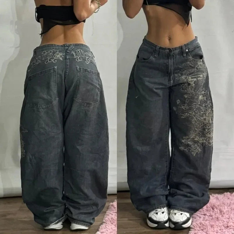 Y2K Embroidered Baggy Jeans