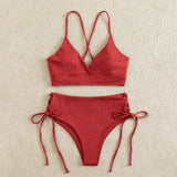 Gemini said Women’s V-Neck Lace-Up Bikini Set