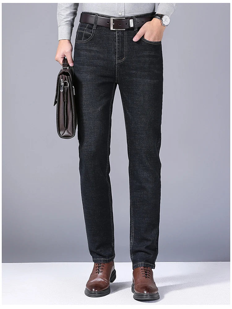 Men Fashion Straight Jeans Men 2024 New Stretch Slim Fit Pants Comfortable Soft Business Denim Trousers Male Brand Clothing 4