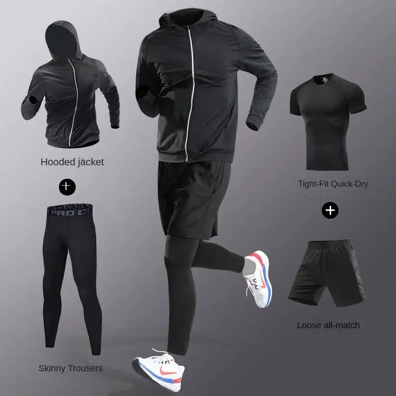 3-7Pcs Men's Ice Fiber Quick-Dry Running Fitness Full Set/Suit Tracksuit For Marathon, Training Cycling，Jogging,Gym， sweatpants 6