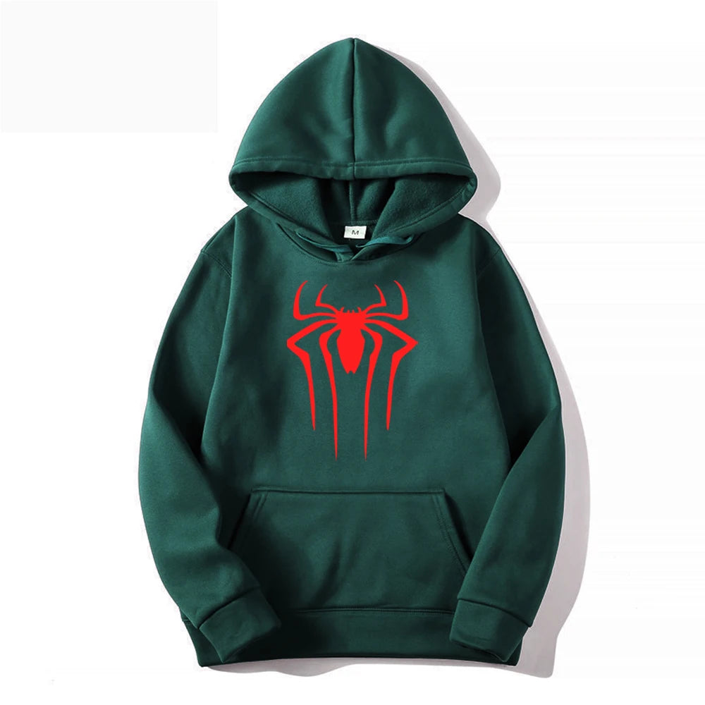 Fashion brand Men's Hoodie Casual Hoodie Sweatshirt Men's/Women's top Solid color printed spider hoodie sweatshirt