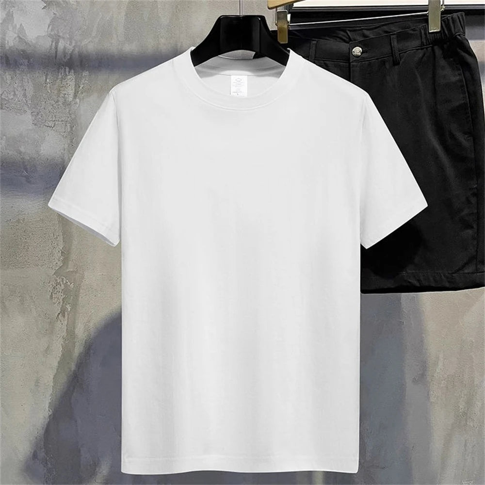 Men T Shirt Summer Cotton Tops Women Solid Color Blank Tshirts O-neck Round Collar Short-Sleeve Couple White Top Tees 2
