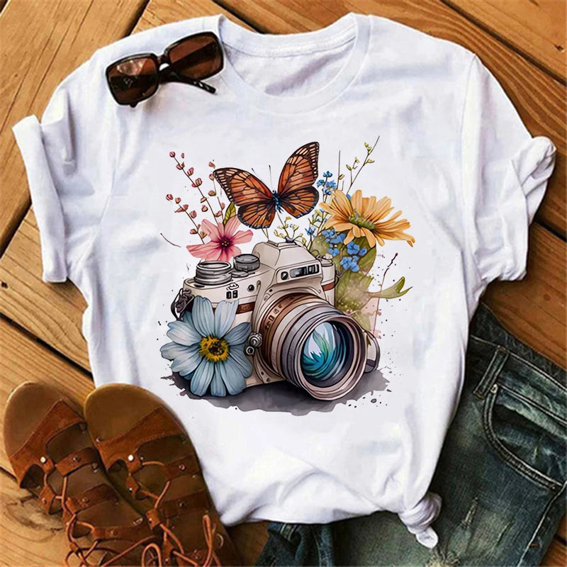 Butterfly Tree Print Harajuku Tee
