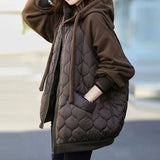 Light Down Cotton Solid Women Cotton Clothes 2025 Winter New Version Temperament  Jacket Hooded Loose Women Tops 6