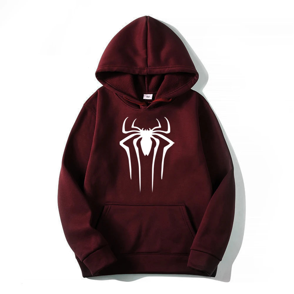 Fashion brand Men's Hoodie Casual Hoodie Sweatshirt Men's/Women's top Solid color printed spider hoodie sweatshirt