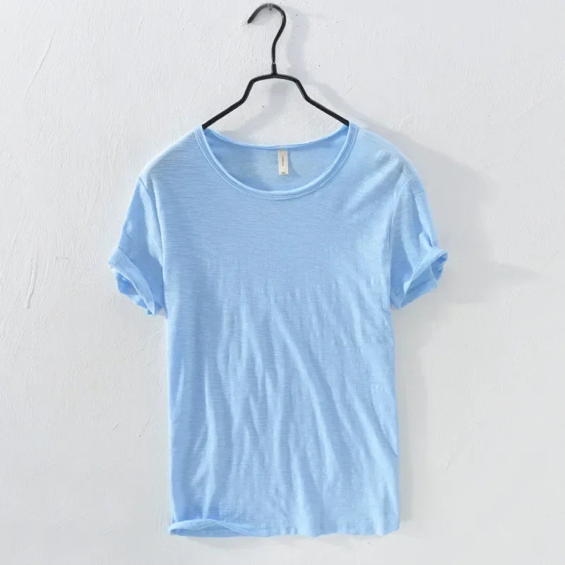 Mens Retro Raw Edge Cotton Tee