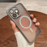 Magnetic Luxury Matte Translucent Armor Shockproof Case For iPhone 16 15 14 13 12 11 Pro Max For Magsafe Wireless Charge Cover 6