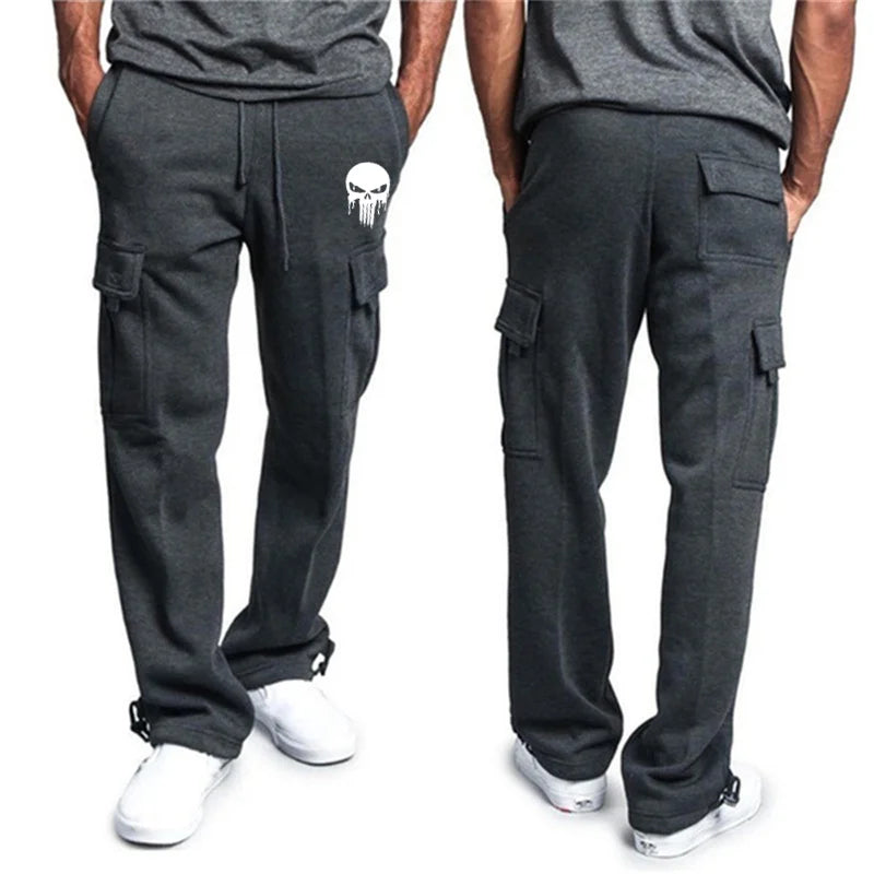 New-casual-men-s-fitness-drawstring-elastic-waist-solid-color-workwear-pocket-pants-sweatpants-fashion-sports