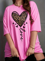 Heart 3D Print T shirt Plus Size Casual Crew Printing Top Tee Summer Women's Fashion Casual Street Loose and comfortable T-Shirt