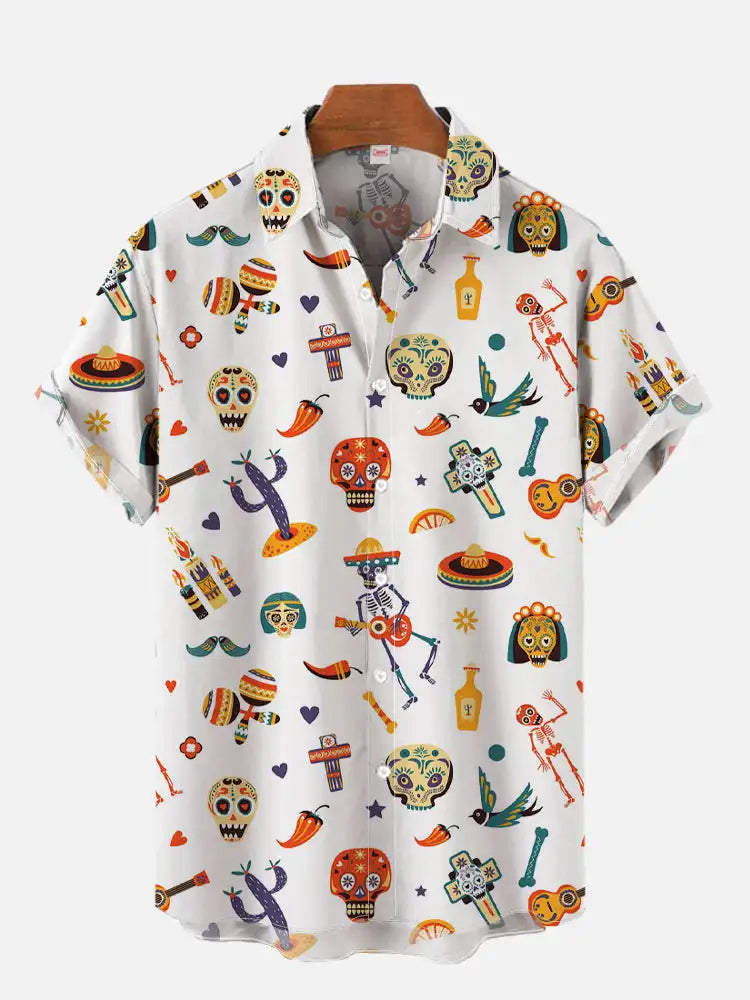Mexican Graffiti Hawaiian Shirt - Men's Colorful Short Sleeve Hawaii Style 3