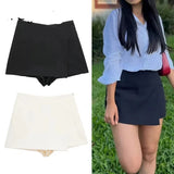 MUJER 2025 Asymmetric Skort For Women Black High Waist Mini Skirt Shorts Women Casual Bermuda Shorts Woman Summer Skirt Shorts